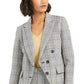 Bar III Women's Faux-Double-Breasted Plaid Blazer Black Size 8
