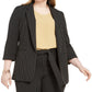 Bar III Women's Trendy Plus Size Striped Blazer Charcoal Size 2X