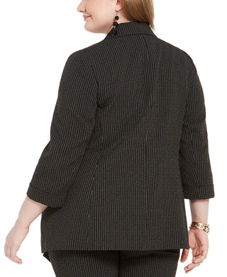 Bar III Women's Trendy Plus Size Striped Blazer Charcoal Size 2X