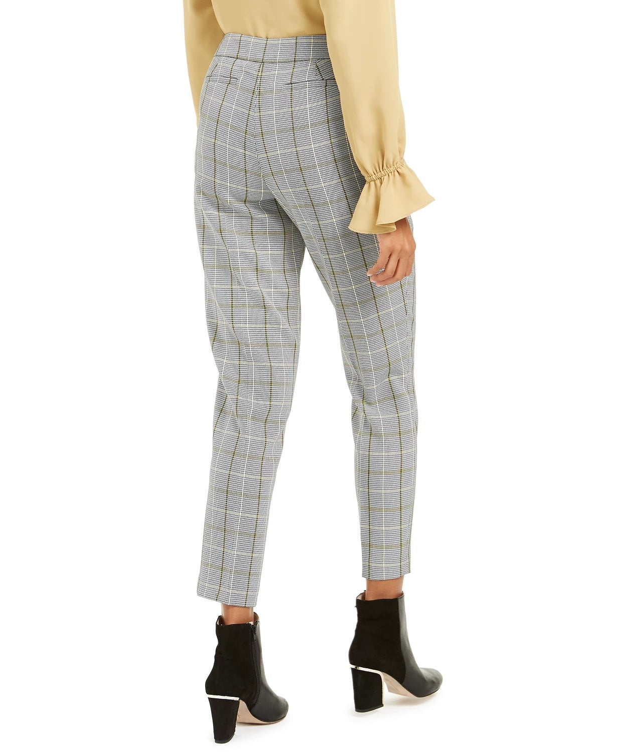 Bar III Women's Plaid Straight-Leg Pants Gray Size 6