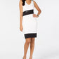Thalia Sodi Women's Faux Leather Trim Sheath Dress  White Size Large
