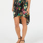Thalia Sodi Women's Printed Ruched High Low Skirt  Black Size Large