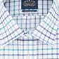 Eagle Men's Windowpane Plaid Collared Classic Fit Stretch Dress Shirt Blue Size 17.1/2X34-35