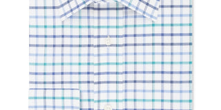Eagle Men's Windowpane Plaid Collared Classic Fit Stretch Dress Shirt Blue Size 17.1/2X34-35