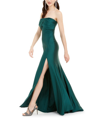 Jump Junior's Ruched Strapless Gown Green Size 13-14