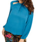 Thalia Sodi Women's Twist Neck Cutout Top  Blue Size Medium