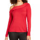 Thalia Sodi Women's Ruffled One-Shoulder Top Bright Red Size Medium