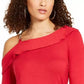 Thalia Sodi Women's Ruffled One-Shoulder Top Bright Red Size Medium