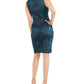 Thalia Sodi Women's Snake-Print Zip-Front Sleeveless Scuba Dress Blue Size X- Large