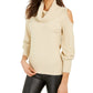 Thalia Sodi Women's Cold Shoulder Cowl Neck Sweater Gold Size Medium