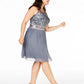 BCX Women's Trendy Plus Size Embellished Chiffon Fit & Flare Dress Gray Size 20W