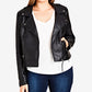 City Chic Women's Trendy Plus Size Biker Jacket Black Size Petite Small