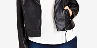 City Chic Women's Trendy Plus Size Biker Jacket Black Size Petite Small