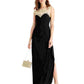 Alex Evenings Women's Sleeveless Illusion Neckline Maxi Sheath Cocktail Dress Black Size 14