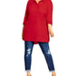 City Chic Women's Dynamic Collar Rolled Sleeve Tunic Top Red Size XS