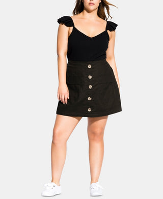 City Chic Women's Trendy Plus Size Mini Skort Green Size X-Small / 14
