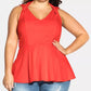 City Chic Women's Trendy Strappy Halter Top Red Size 24W