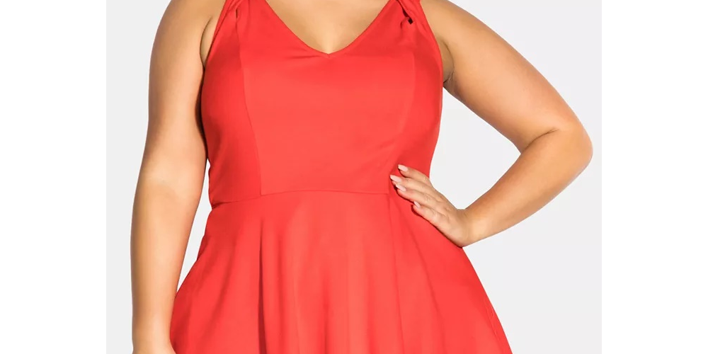 City Chic Women's Trendy Strappy Halter Top Red Size 24W