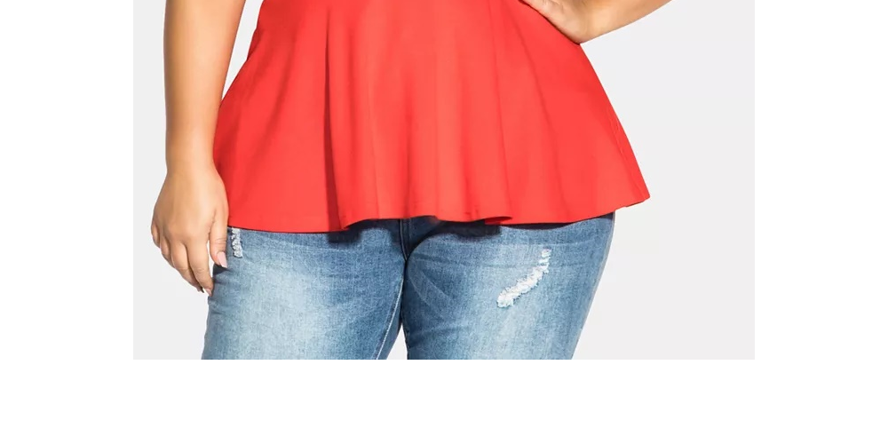 City Chic Women's Trendy Strappy Halter Top Red Size 24W