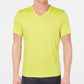 Alfani Men's Short Sleeve V Neck Tee Shirt Stretch Yellow Size Large