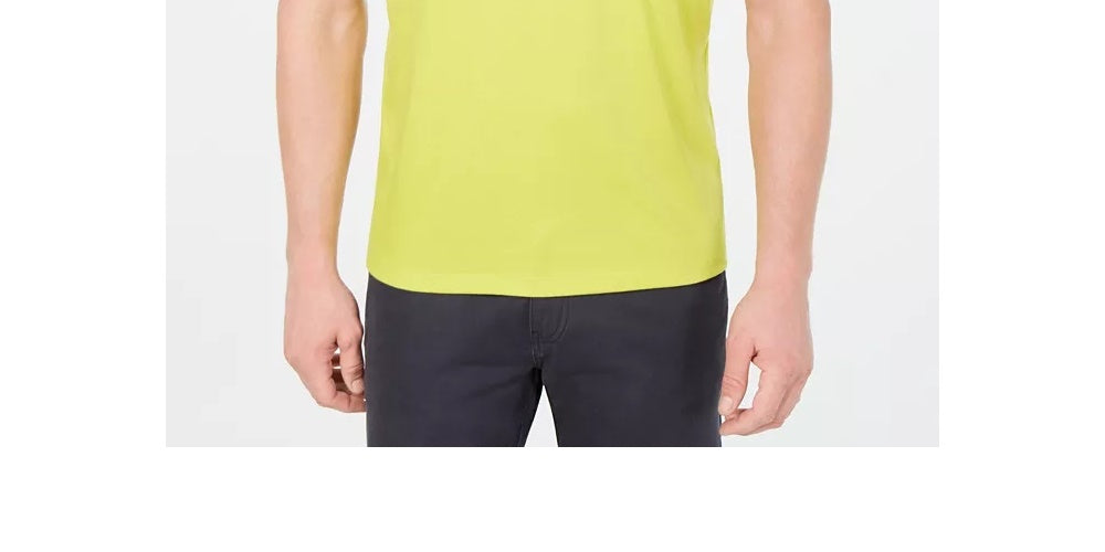 Alfani Men's Short Sleeve V Neck Tee Shirt Stretch Yellow Size Large