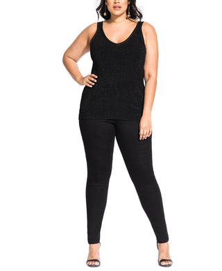 City Chic Women's Trendy Plus Size V-Neck Knit Top Black Size 22W