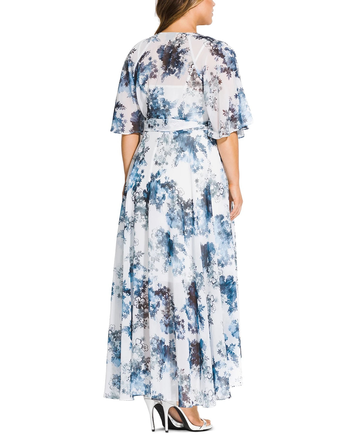 City Chic Women's Kenji Floral Wrap Maxi Dress White Size 18W