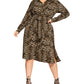 City Chic Women's Trendy Leopard Print Shirtdress Black SizeXS