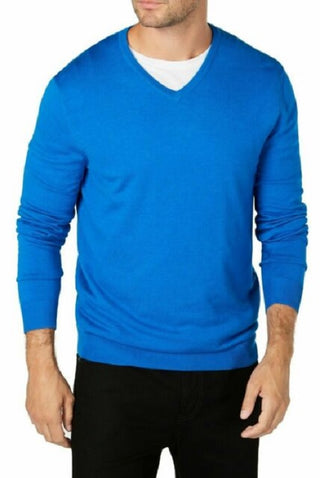 Alfani Men's V-Neck Sweater Blue Size Large