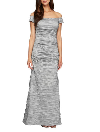 Alex Evenings Women's Taffeta Mermaid Gown Grey Size 16