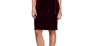 Alex Evenings Women's 3/4 Sleeve Boat Neck Short Sheath Cocktail Dress Red Size 10