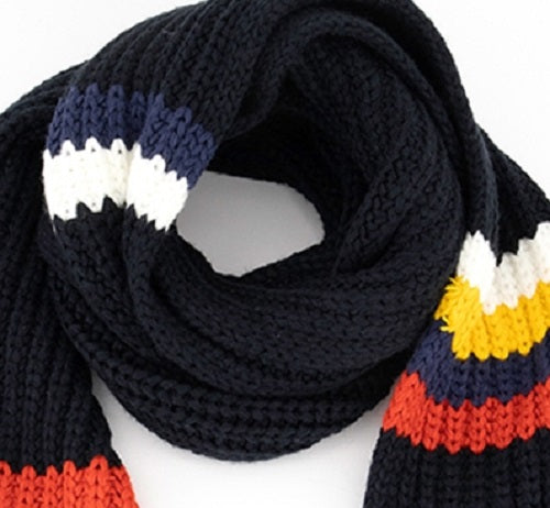 Tommy Hilfiger Men's Chunky-Knit Stripes Scarf Black Size Regular
