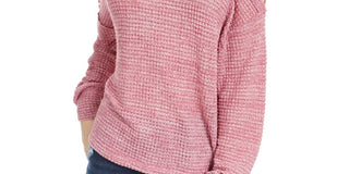 Freshman Junior's Waffle Knit Cold Shoulder Top Red Size Medium