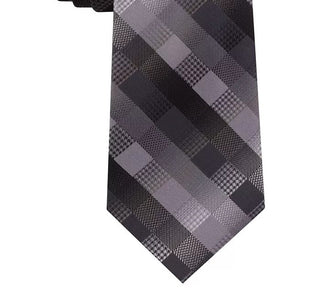Van Heusen Men's Bruck Plaid Tie Black Size Regular