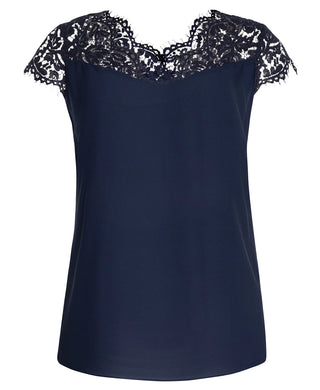 City Chic Women's Lace Yoke Blouse Blue Size Petite Small