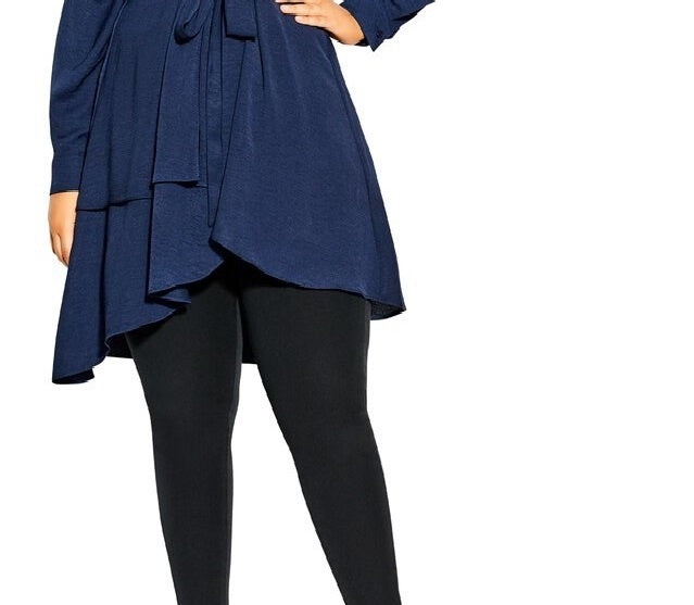 City Chic Women's Trendy Shibara Surplice Wrap Top Blue Size Petite Small
