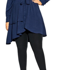 City Chic Women's Trendy Shibara Surplice Wrap Top Blue Size Petite Small