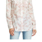 Ralph Lauren Women's Beige Floral Cuffed Collared Button Up Wear To Work Top Red Size Small