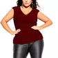 City Chic Women's Trendy Plus Size Ruched Top Red Size Small Petite