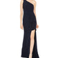 Blondie Nites Junior's One Shoulder Slit Gown Navy Size 3