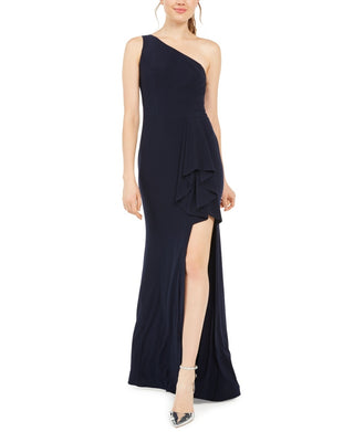 Blondie Nites Junior's One Shoulder Slit Gown Navy Size 3