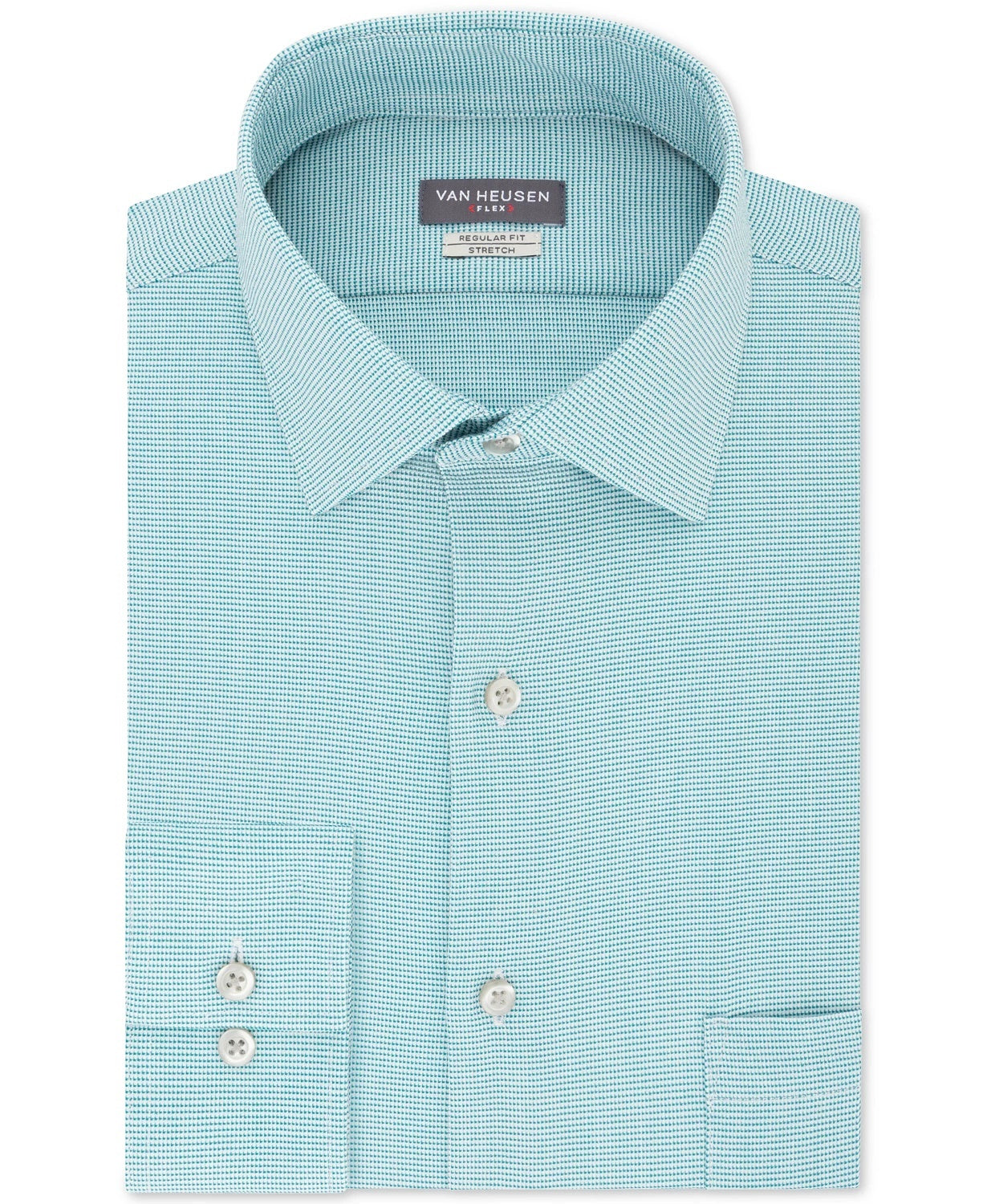 Van Heusen Men's Aqua Collared Work Dress Shirt Turq Aqua Size 15.5X34X35