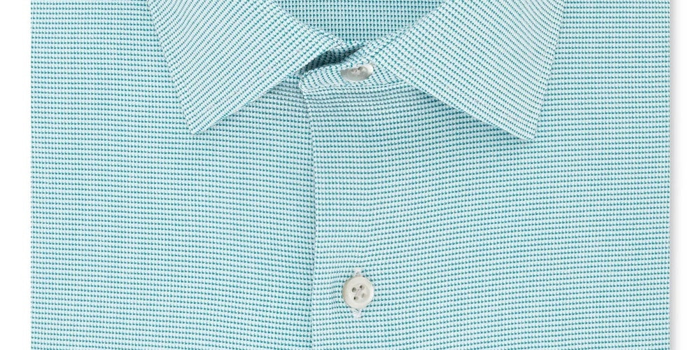 Van Heusen Men's Aqua Collared Work Dress Shirt Turq Aqua Size 15.5X34X35