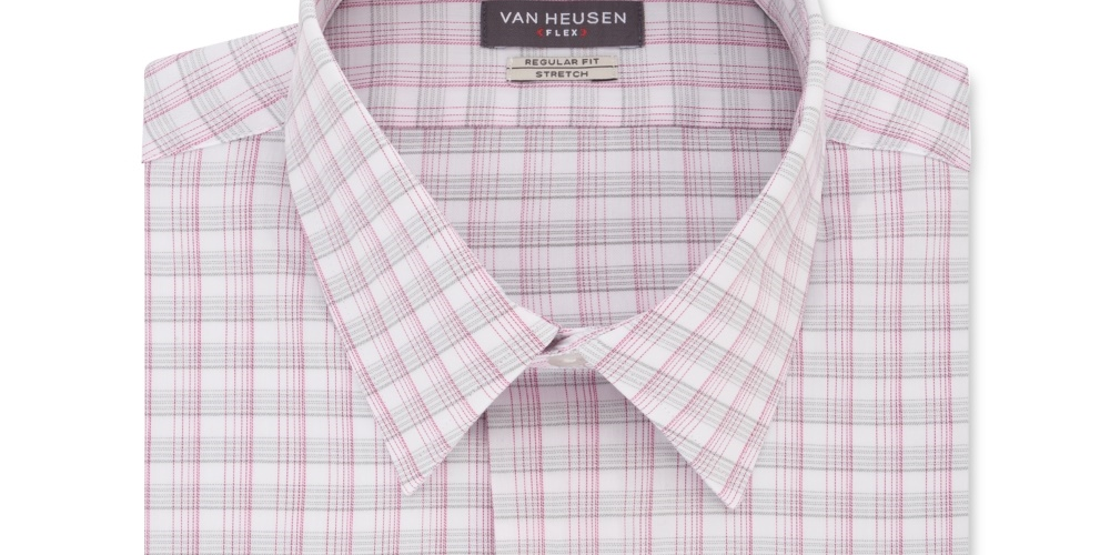 Van Heusen Men's Regular Fit Check Print Button-Down Shirt Gray  Size 16.5X36-37