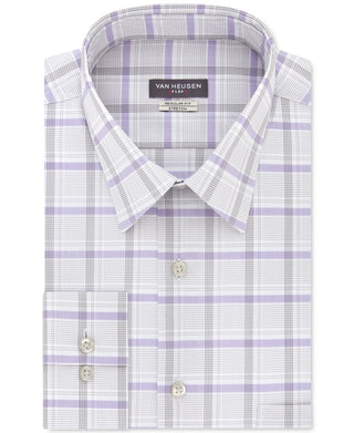Van Heusen Men's Classic/Regular-Fit Wrinkle-Free Performance Stretch Flex Collar Check Dress Shirt Gray Size 18X36-37