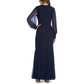 Nightway Women's Long-Sleeve Keyhole Gown Navy Size 12
