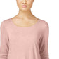 Style & Co Women's Chiffon Hem Three Quarter Sleeves Top Pink Size Medium