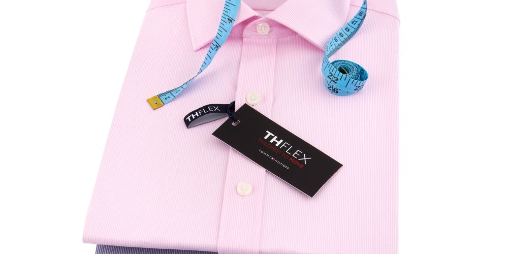 Tommy Hilfiger Men's Stretch Athletic Fit Dress Shirt Pink 16.5x36-37