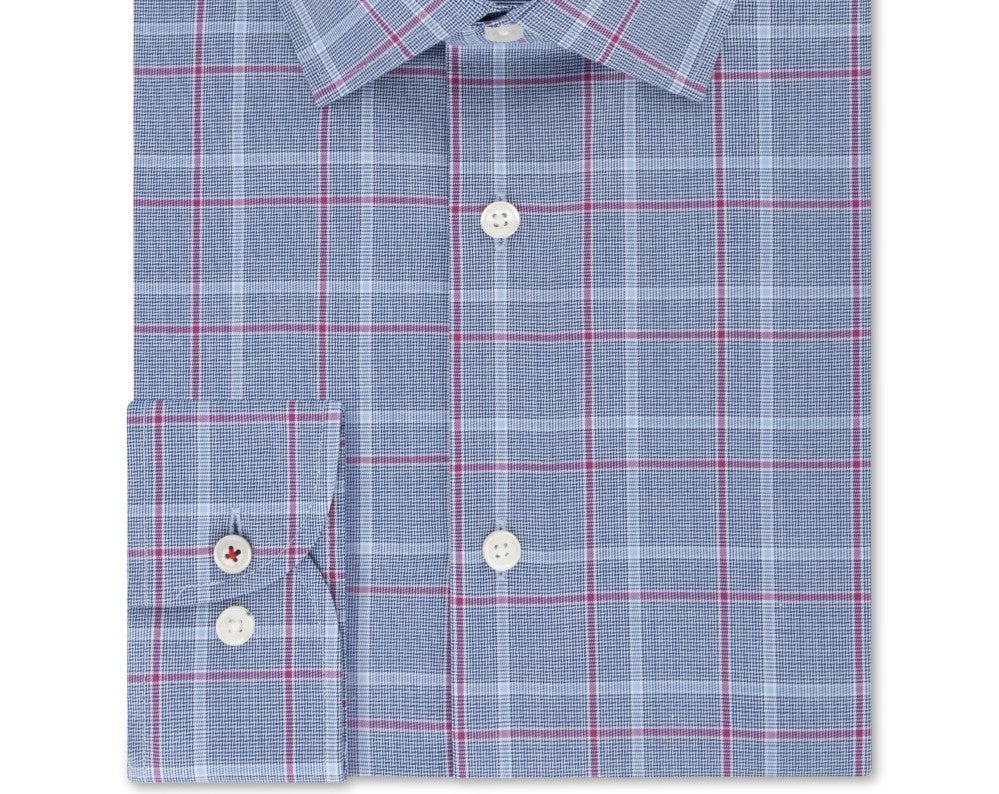 Tommy Hilfiger Men's Slim-Fit Performance Stretch Check Dress Shirt Purple Size 17.5x36-37