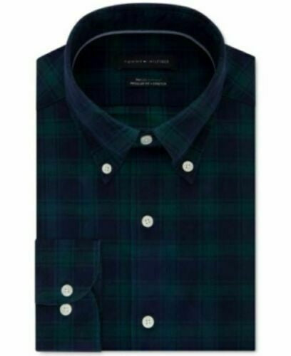 Tommy Hilfiger Men's Collared Dress Shirt Green Size 18X34X35